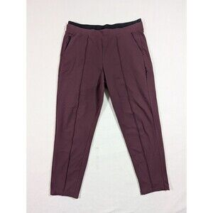Athleta Venice Pintuck High Rise Pull On Cropped Pants Womens Size L Comfort Red